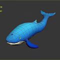 Blue Whale Toy Figure With White Belly On Gray Reflective Surface