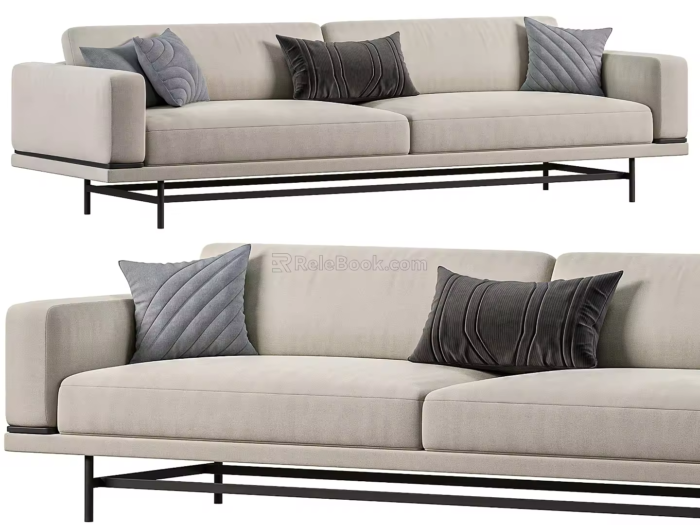 Modern double sofa multiplayer sofa 3d model
