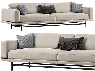 Modern double sofa multiplayer sofa 3d model