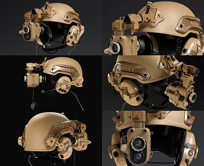 Tactical Military Helmet With Night Vision Goggles And Headphones From Multiple Angles 3d model