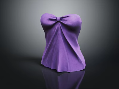 Elegant Purple Strapless Dress Shaped Decorative Ornament Set With Bowknot 3d model