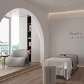 Serene SPA Room With Treatment Beds And Arch Window 3d model