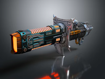 Futuristic Sci Fi Weapon With Glowing Orange Blue Mechanical Structure Design 3d model