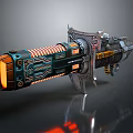 Futuristic Sci Fi Weapon With Glowing Orange Blue Mechanical Structure Design