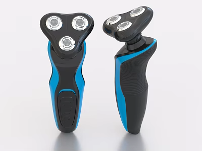 Ergonomic Electric Shavers with Three Blades and Black Blue Design Handles for Daily Use 3d model