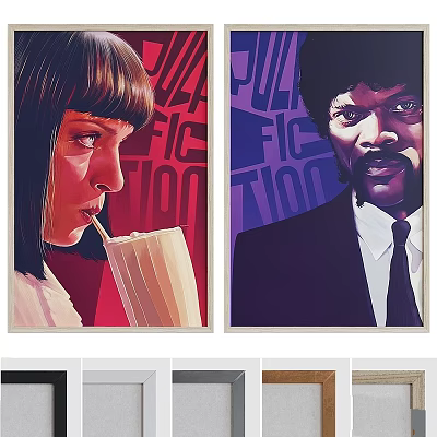 Stylish Pulp Fiction Character Portrait Poster Frames With Color Options 3d model