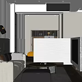 Modern Apartment Interior Design Living Room Kitchen With Sofa Coffee Table And Cabinets
