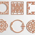 Traditional Chinese Ornamental Carved Patterns Featuring Circular Square Frames and Intricate Motifs