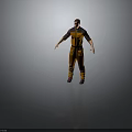 Men's Orange Coveralls With Dark Purple Top Multiple Pockets Workwear Design