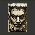 Classical Stone Architectural Decorative Element With Intricate Face Carving And Ornate Top Design