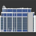 Cartoon Scene Modern High Rise Building With Glass Windows White Exterior Dome And Reflective Ground
