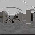 Modern Living Dining Room Interior With Comfortable Sofa TV Unit And Coffee Table