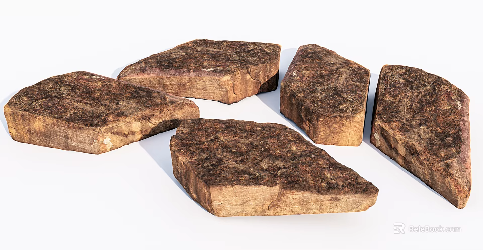 Natural Stone Wood Blocks With Rustic Textured Surface For Home Decor 3d model
