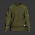 Olive Green Crew Neck Sweatshirt With Front Pocket And Sleeve Logo Detail
