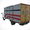 White Commercial Cargo Truck With Red Stripes On Container Body Design