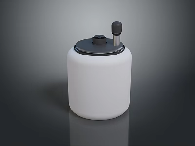 White Household Storage Container With Black Lid And Small Knob Design 3d model