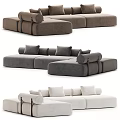 Modern Three Seater Sofa With Comfortable Cushions And Stylish Armrests Design 3d model