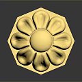 Golden Flower Shaped Decorative Household Item with Smooth Surface and Hexagonal Base