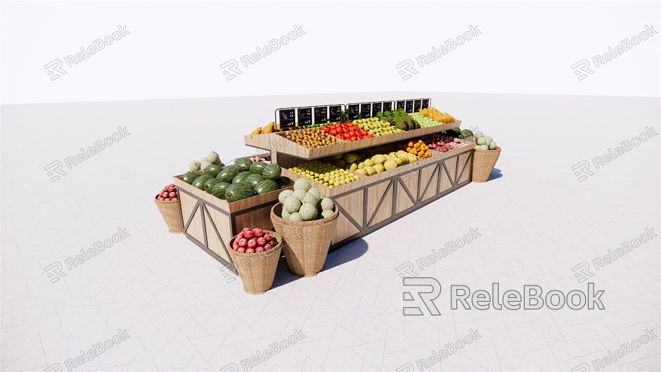 Modern shelf fresh supermarket fruit and vegetable shelf model