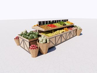 Modern shelf fresh supermarket fruit and vegetable shelf 3d model