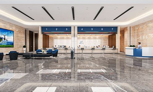 Modern Hall Bank Office Hall Service Center Service Hall Convenience Service Hall Reception Hall Waiting Area 3d model