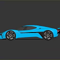 Blue Sports Car With Sleek Aerodynamic Design Rear Spoiler And Stylish Wheels