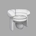 Beige Modern Single Seater Sofa With Rounded Armrests And Ball Shaped Legs On Wooden Floor