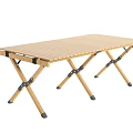Portable Wooden Folding Table With Slat Top And Foldable Metal Legs For Outdoor Use