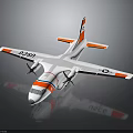 Aerospace Model Airplane With White Body Orange Blue Stripes And Wing Logo