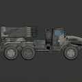 Military Heavy Duty Truck With Green Camouflage Multiple Rocket Launcher System Design