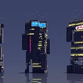 Futuristic Architecture With Tall Skyscrapers Glowing Lights And Digital Screens