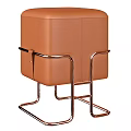 Modern Brown Leather Ottoman With Sleek Metal Frame And Stylish Design