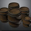 Various Sizes Wooden Barrels with Metal Hoops for Home Decor and Storage