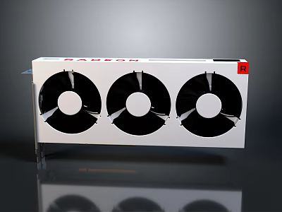 White Household Cooling Fan With Three Black Blades And Red Indicator 3d model