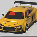 Yellow Audi Sports Car With Black Rear Spoiler Red Interior And Sporty Design