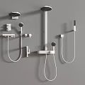 Modern Minimalist Shower System With Overhead Handheld Shower Control Panel White On Gray Wall 3d model