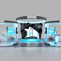 Northern Brand Store Interior With Curved Structures Blue Lighting And Display Bottles