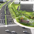 Municipal Road With Greenery Sidewalks Traffic Lanes And Vehicles In Urban Area
