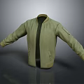 Light Green Bomber Jacket With Stand Collar Zipper And Casual Style Design