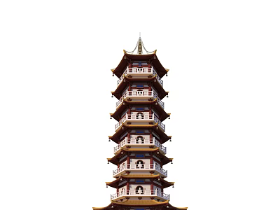 Traditional Chinese Seven Story Pagoda With Ornate Eaves And Classic Design 3d model