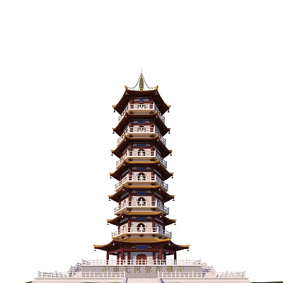 Traditional Chinese Seven Story Pagoda With Ornate Eaves And Classic Design 3d model