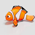 Cute Orange White And Black Clownfish Stuffed Toy On Light Background