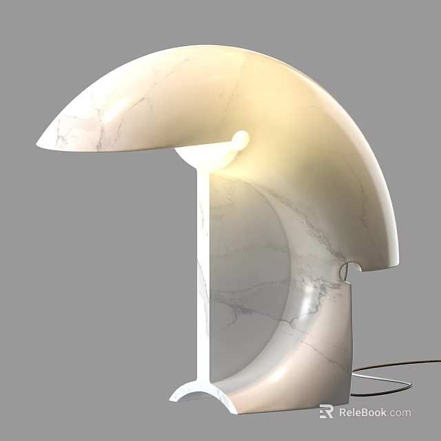 Elegant Modern Marble Table Lamp With Arched Shade And Illuminated Warm Light 3d model 