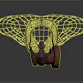 Red Protective Helmet Mask With Wireframe Design And 3D Structured Fashion Accessory