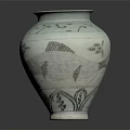 Traditional Ceramic Vase With White Base And Intricate Floral Bird Patterns 3d model