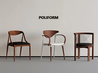 POLIFORM Modern Wooden Chairs With Different Design Features For Interior Spaces 3d model