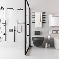 Modern Bathroom Appliances Shower Toilet Towel Rack 3d model