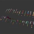 Various Types of Weapons Featuring Swords Axes Hammers Daggers and Clubs Displayed