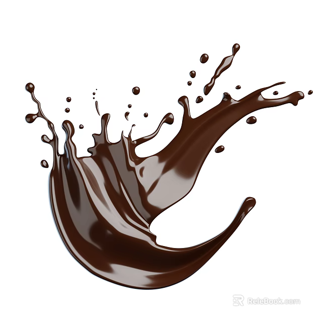 Rich Chocolate Splash With Smooth Liquid Texture And Brown Drops 3d model