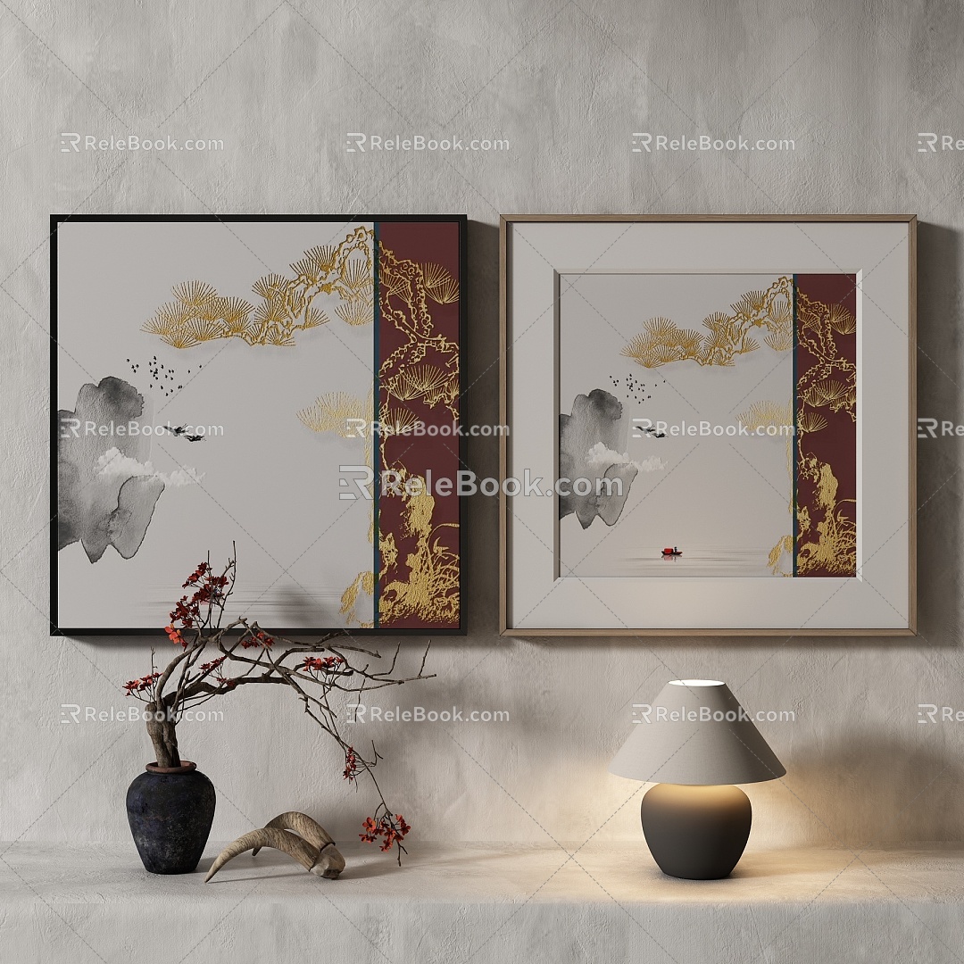 Modern Light Luxury Simple Texture Decorative Painting 3d model